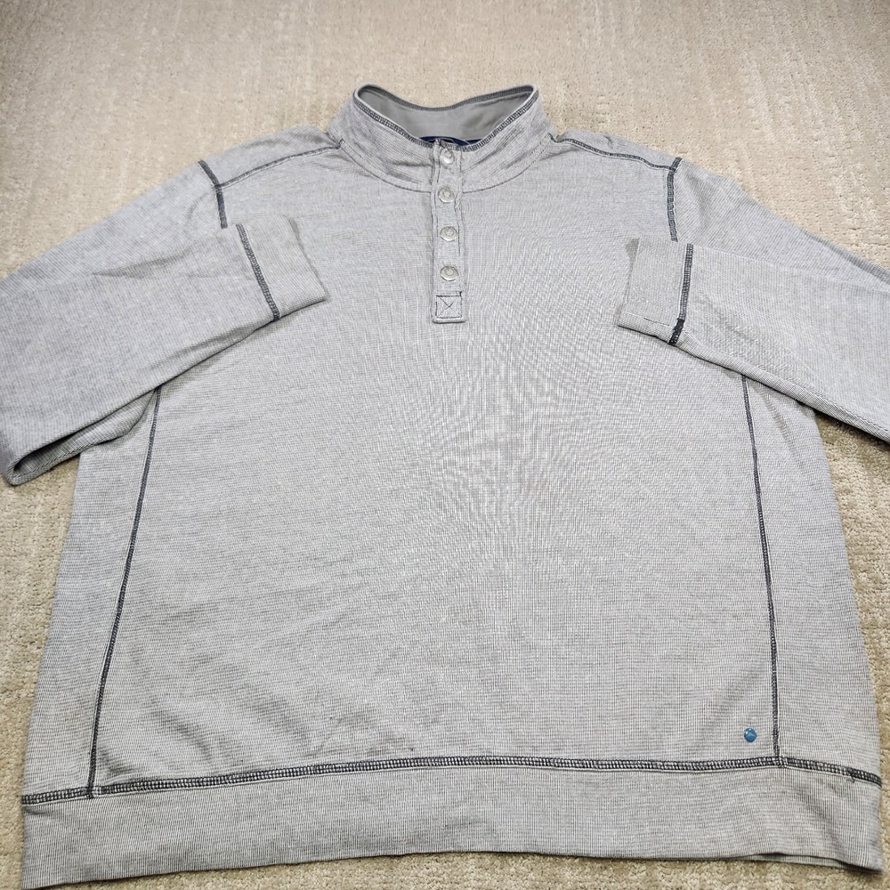 Tommy Bahama Sweatshirt Men XL 1/4 Snap Pullover Stretch Gray Sweater Mock Neck - Picture 2 of 12
